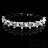 Maxbell Wedding Bridal Flower Girl Crystal Double Pearl Crown Tiara+Necklace Earring Set