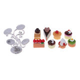 Maxbell 1:12 Miniature Cake Fruit Stand with Tableware Dollhouse Kitchen Accessories