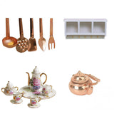 Maxbell Mini Mugs Kitchen Copper Cooking Tools Cookware Set Wall Rack Fit 1/12 Dollhouse