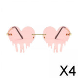 Maxbell 4xFashion Dripping Heart Sun Glasses Personality Party Eye Glasses Frameless pink