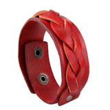 Maxbell Vintage Double Layer Twist Woven Leather Bracelet Bangle Jewelry Red