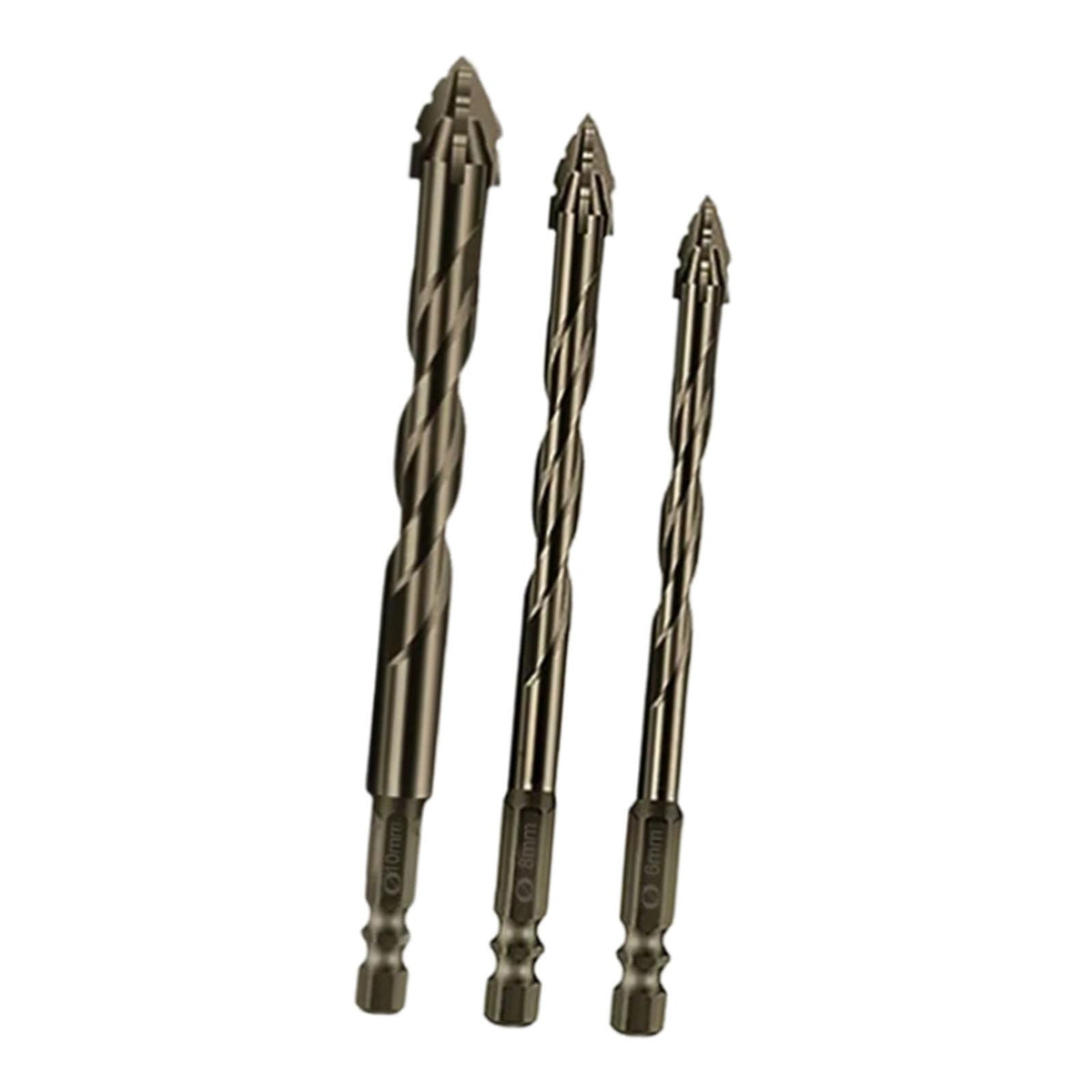 Maxbell Four Flute Sawtooth Eccentric Drill Bit for Marble Terracotta Carbide Tipped 3Pcs