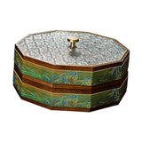 Maxbell Divided Serving Box Versatile Serving Tray for Cookies Desserts Dried Fruits 2 Tiers Green