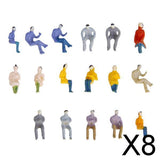 Maxbell 8x100x Painted Model Train Seated People Passengers Figures 1:100 TT Scale