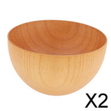 Maxbell 2xRound Wooden Cereal Bowl Food Container Camping Dinner Lunch Tableware M