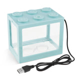 Maxbell 2 Pack Mini Fish Tank LED Light Clear Ornament Aquarium Office Desktop Decor