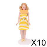 Maxbell 10x12th Dollhouse Miniature Porcelain Doll Lady in Striped Dress