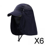 Maxbell 6xOutdoor Hiking Hat with Removable Face Neck Flap Cover Breathable for Garden Dark Blue