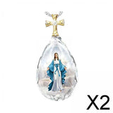 Maxbell 2x1pc Fashion Crystal Pendant Elegant Gift Christian Necklace Anniversary Gift Maria