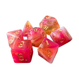 Maxbell 7 Pieces Double Colors Polyhedral Dices D6 D4 D8 D10 (00-90 and 0-9) D12 D20 Dark Pink
