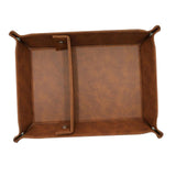 Maxbell PU Leather Desktop Storage Tray Compact Organization for Keys Phone Bathroom Dark Brown