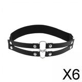 Maxbell 6xElastic Leg Garter Belt Fashion Gifts Ladies Punk for Birthday Party Cosplay Black