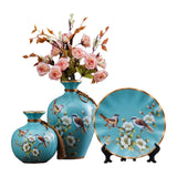 Maxbell 3Pcs Ceramic Vases Home Decor Plant Containers for Dining Room Shelf Balcony Blue