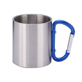 Maxbell Camping Cup with Hook Handle Backpacking Trips Portable Hiking Carabiner Mug Blue Handle