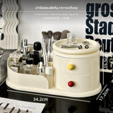 Maxbell Large Capacity Makeup Organizer, Cream Color Cosmetic Storage Box with Drawers, Desktop Vanity Organizer, Skincare Perfume Holder, Lipstick Brush Tray, Creative Plastic Storage for Dressing Table Cream Lid Dualcolor