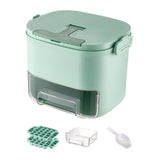 Maxbell Ice Tray with Lid and Bin Quickly Release DIY Ices Box for Hotel Home Coffee Green