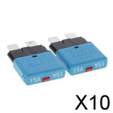 Maxbell 10x2 Piece Automatic 28V Marine Resettable Fuse Auto Circuit Breaker Blade 15A