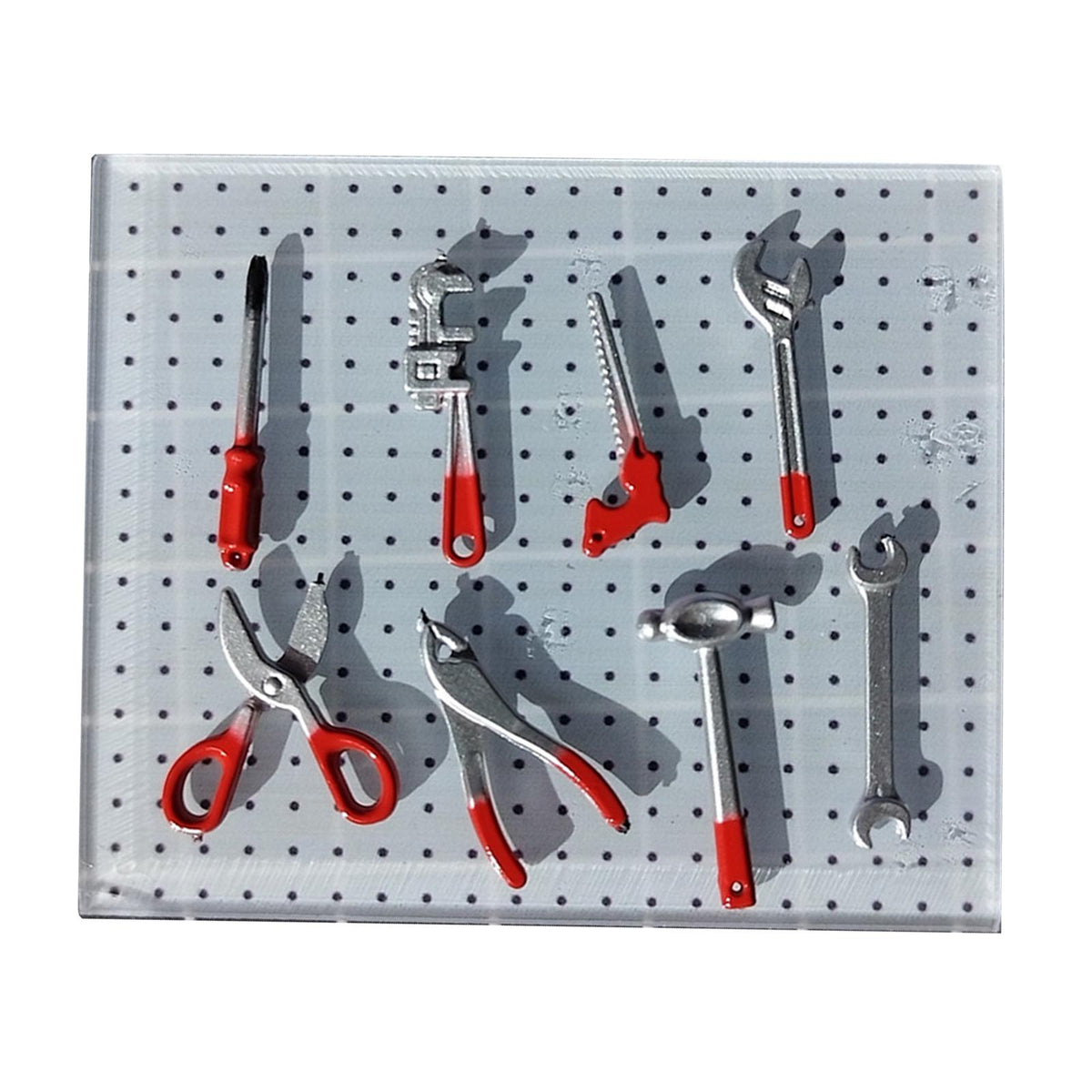 Maxbell 8Pcs 1/64 Car Garage Tools Set Mini for Architecture Model Car Repair Tools Red