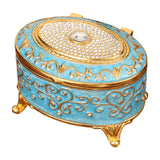 Maxbell Metal Jewelry Box Trendy Desk Trinket Organizer for Pendants Earrings Charms Light Blue