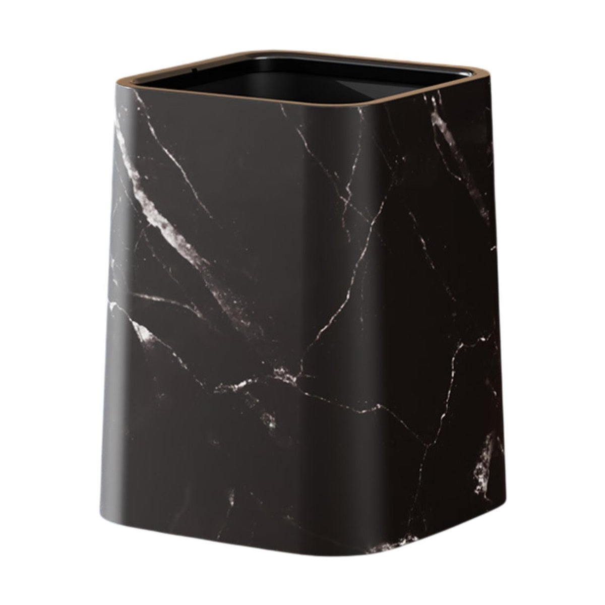 Maxbell Marble Waste Bin Reusable Paper Basket Trash Bin for Kitchen Bathroom Office Black M