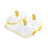 Maxbell Dried Fruit Plate Appetizer Serving Tray for Living Room Holiday Dining Room 4 grid clear