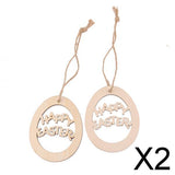 Maxbell 2x10pcs Laser Cut Happy Easter Egg Wooden Embellishment with String