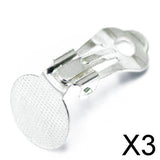 Maxbell 3x12Pcs Clip On Earring with Pad for Gluing Findings Jewelry Making Silver
