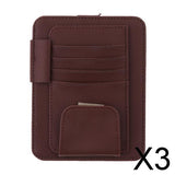 Maxbell 3xEye Frame Holder Car Sun Glasses Ticket Receipt Card Clip Storage Board Brown