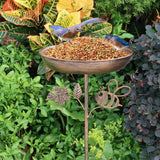 Bird Bath Bowl Water Bowl Bird Feeder with Garden Stake for Porch Lawn Patio