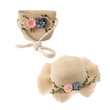 Maxbell Children's Sun Hat with Tote Kids Girl Beach Cap for Beach Easter Activities beige