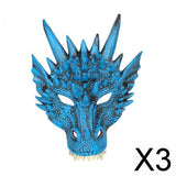 Maxbell 3xDragon Mask Scary Dinosaurio Animal Mask for Stage Performances Wedding Prom Blue
