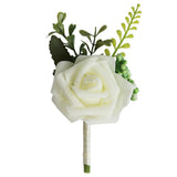 Maxbell 2x PE Artificial Rose Flowers Corsages and Boutonniere for Wedding Party