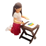 Maxbell 1/64 People Figures Drawing Girl Figure for Dollhouse Micro Landscapes Decor red