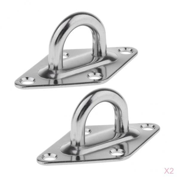 Maxbell 4Pcs 304 Stainless Steel Diamond Pad Eye Plate Durable for Wall Mount Hook