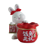 Maxbell Maxbell Rabbit Storage Tray Statue Sculpture for Dining Room Office Decoration