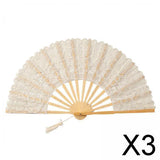 Maxbell 3xChinese Foldable Fan Portable Dancing Props Fan for Party Bridal Performance Beige
