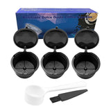 3Pcs Reusable Coffee Capsule Filters with Spoon and Cleaning Brush Black