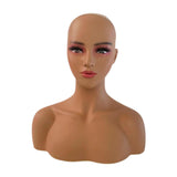 Maxbell Realistic Mannequin Head Female Mannequin Head with Shoulder for Jewelry Wig Style C