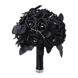 Maxbell Artificial Rose Flowers Goth Flower Bouquet for Garden DIY Craft Theme Party Black