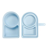 Maxbell Silicone Snack Container Portable Double Compartment for Kitchen Fruits Work Blue