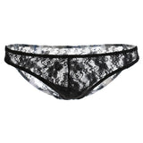 Maxbell Sexy Mens Low-rise Transparent Panties Lace Hipsters G-String XL Black - Aladdin Shoppers