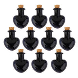 Maxbell 3x10 Glass Cork Bottles Heart Shape Jars Vial Wishing Bottle DIY Pendant Black