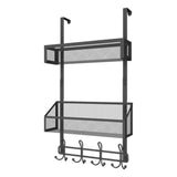 Maxbell over The Door Storage Rack Back of Door Storage Organizer for Pantry Kitchen Black Double Tier