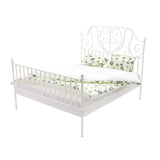 Maxbell 1/12 Pretend Play Toy Vintage Lifelike Miniature Bed for Kids Girls Children white