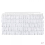 Maxbell 2pcs White Chiffon 5-layer Table Skirt for Rectangle/Round Table 75x426cm