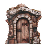 Maxbell Miniature Fairy Garden Door Wooden Garden Statue for Outdoor Lawn Decoration Brown Trunk