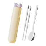 Spoon Chopsticks Set Magnetic Gadgets Tableware Kit for Home Camping Kitchen Yellow 3 Pieces