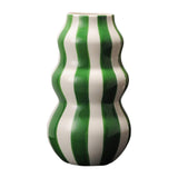 Maxbell Painted Striped Ceramic Vase Centerpiece for Bookshelf Wedding Room Entrance Green