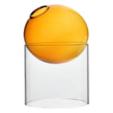 Maxbell Maxbell Art Clear Round Glass Vase Tabletop Terrarium Container Bud Pot Home Decor Orange Tall