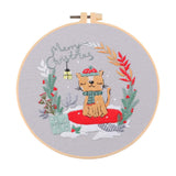 Maxbell Christmas Embroidery Starter Kit Supplies Creative Decorative Gift Craft Set Cat